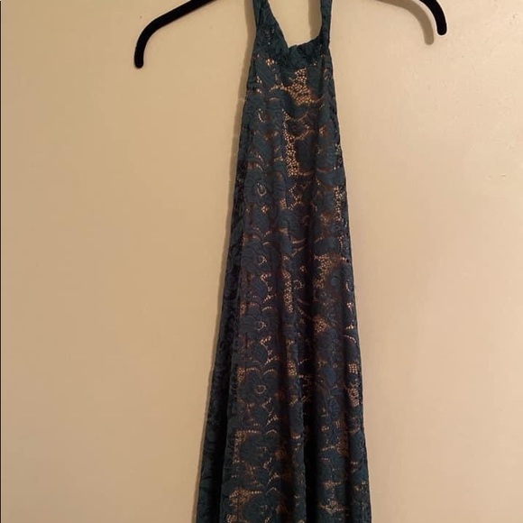 Cotton candy brand nude and green halter lace dress! - Picture 1 of 1